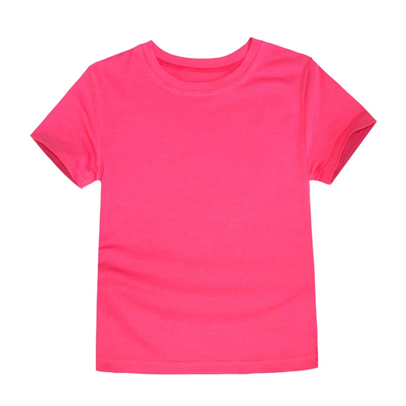 Summer Kids T-shirts Solid Cotton Short Sleeve Top Boys and Girls Casual Tees Purple Toddler Clothes Unisex Plain Tshirts White