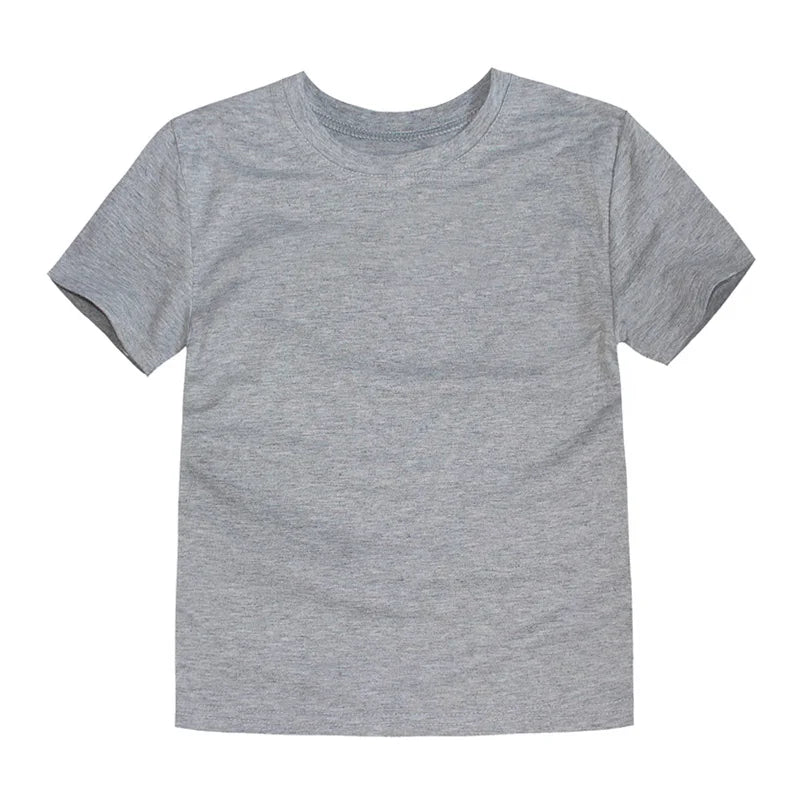 Summer Kids T-shirts Solid Cotton Short Sleeve Top Boys and Girls Casual Tees Purple Toddler Clothes Unisex Plain Tshirts White