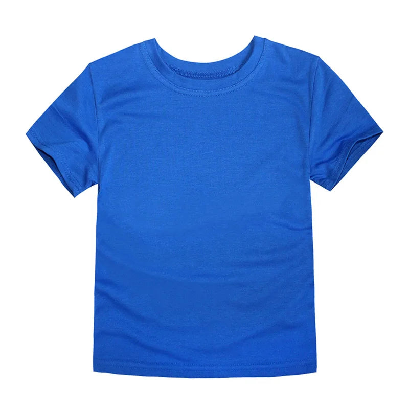 Summer Kids T-shirts Solid Cotton Short Sleeve Top Boys and Girls Casual Tees Purple Toddler Clothes Unisex Plain Tshirts White