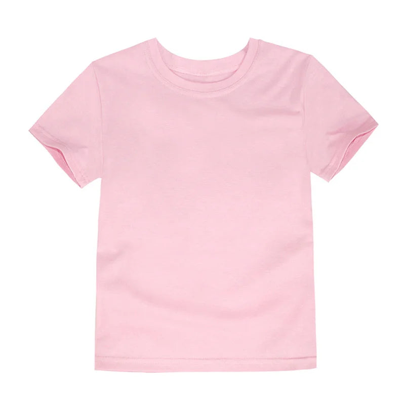 Summer Kids T-shirts Solid Cotton Short Sleeve Top Boys and Girls Casual Tees Purple Toddler Clothes Unisex Plain Tshirts White
