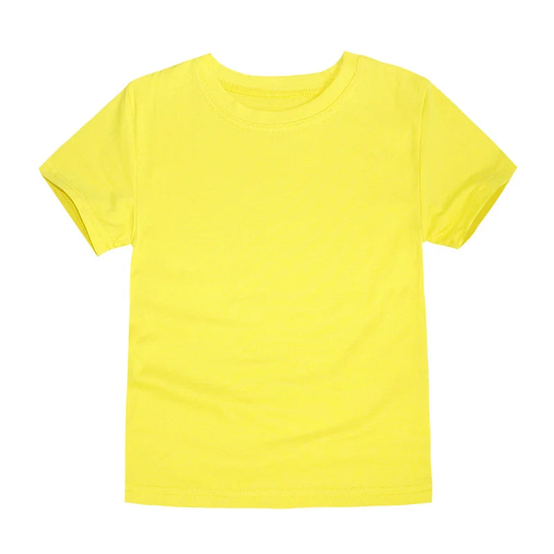 Summer Kids T-shirts Solid Cotton Short Sleeve Top Boys and Girls Casual Tees Purple Toddler Clothes Unisex Plain Tshirts White