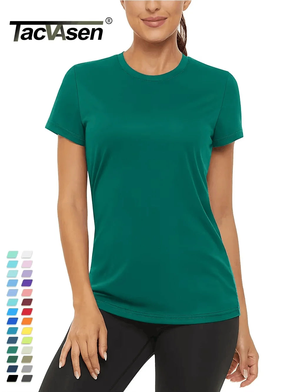 TACVASEN Summer Casual T-shirts UPF 50+ Quick Dry Womens Skin Sun Protection T-shirt Outdoor Running Swim Athletic T shirts Tops