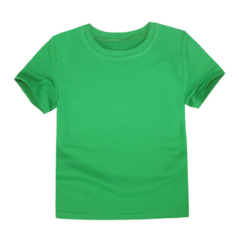 Summer Kids T-shirts Solid Cotton Short Sleeve Top Boys and Girls Casual Tees Purple Toddler Clothes Unisex Plain Tshirts White