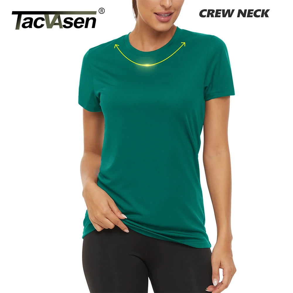 TACVASEN Summer Casual T-shirts UPF 50+ Quick Dry Womens Skin Sun Protection T-shirt Outdoor Running Swim Athletic T shirts Tops