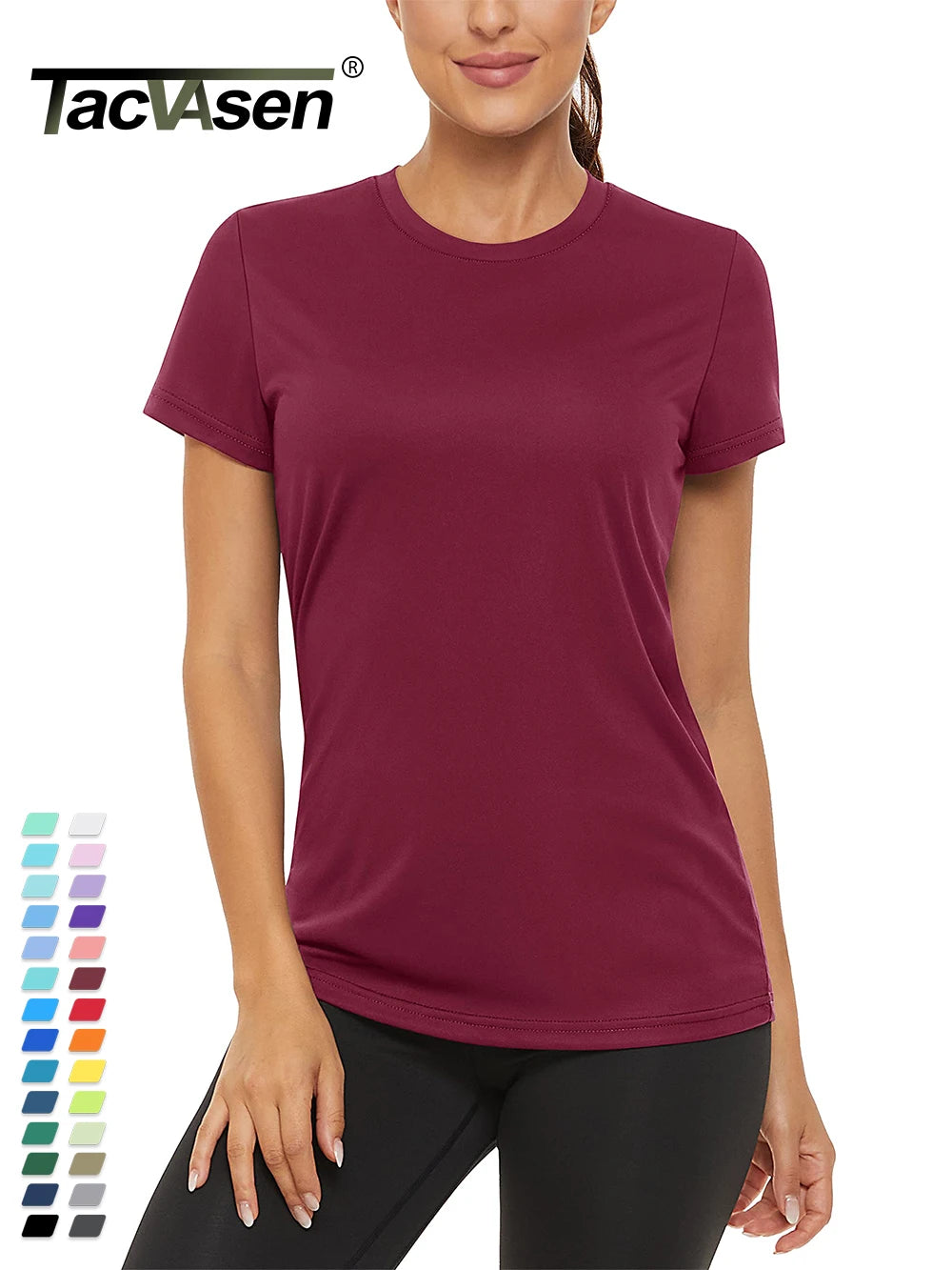 TACVASEN Summer Casual T-shirts UPF 50+ Quick Dry Womens Skin Sun Protection T-shirt Outdoor Running Swim Athletic T shirts Tops
