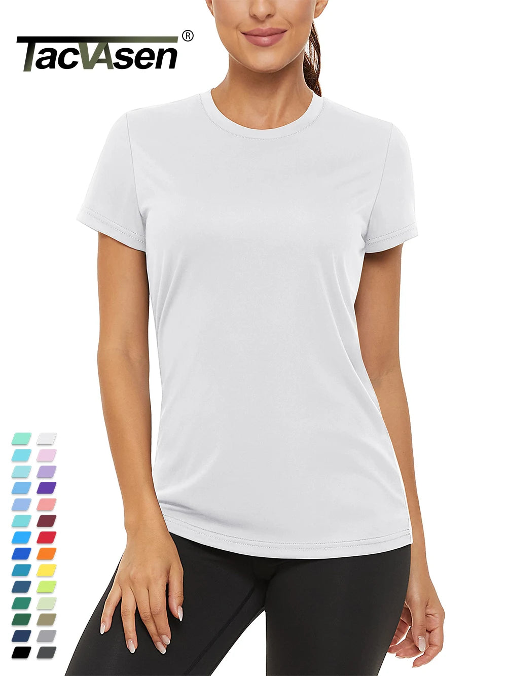 TACVASEN Summer Casual T-shirts UPF 50+ Quick Dry Womens Skin Sun Protection T-shirt Outdoor Running Swim Athletic T shirts Tops